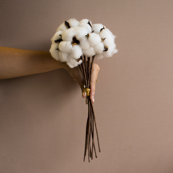 Buquê De Flor De Algodão Envelhecida 35cm | Flor Seca Formosi